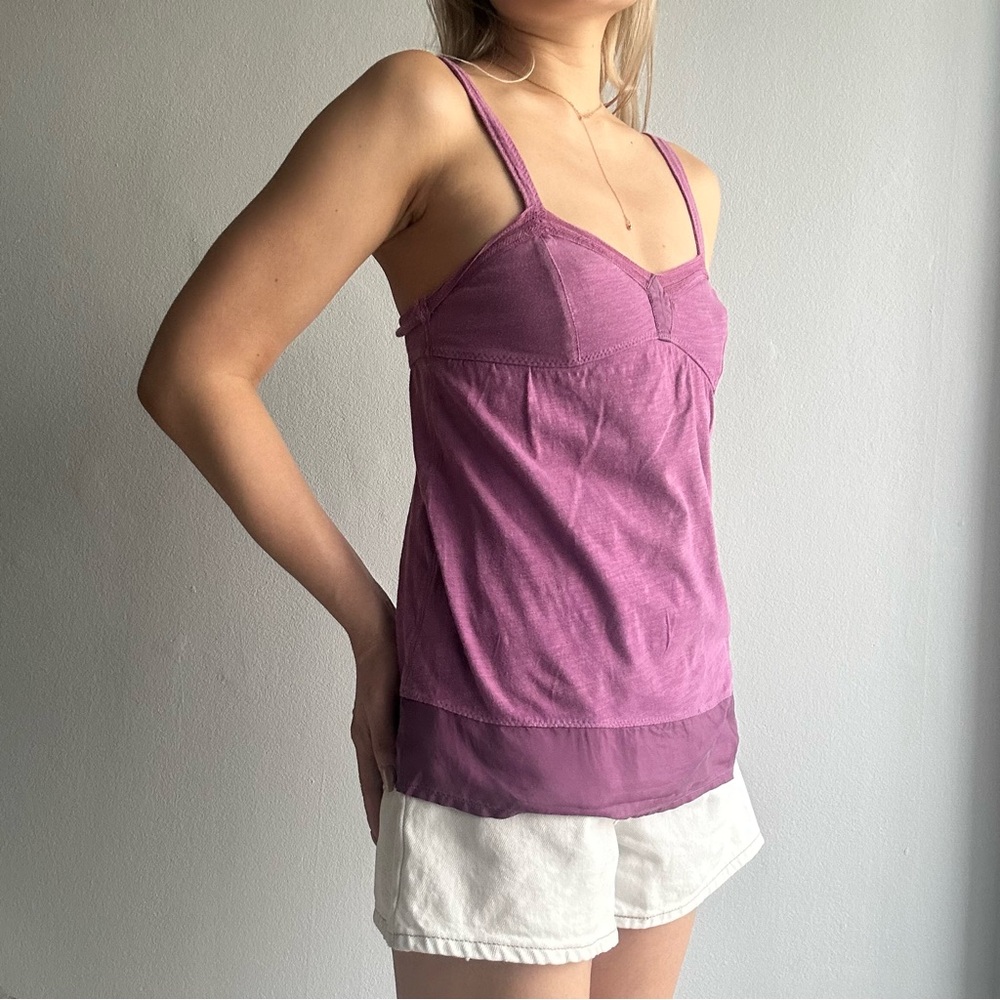 Vintage American Eagle Babydoll Silk Lace Trim Sweetheart Neckline Camis Purple - Picture 2 of 11